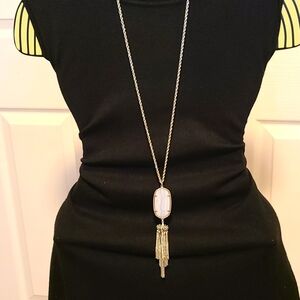 NWOT Kendra Scott Rayne Silver grey long pendant